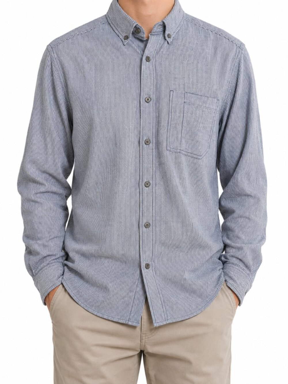 Eddie Bauer Seersucker Pinstripe Shirt Size Small